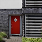 Haustür rot mit Edelstahlgriff kaufen